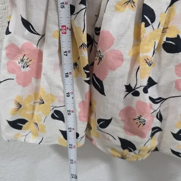 Kate Spade New York Floral Smocked Top Womens Medium Puff Sleeve Cotton Blouse - Picture 10 of 11